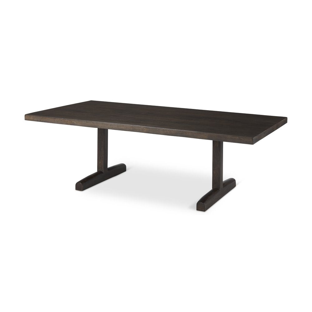 55" Dark Brown Solid Wood Double Pedestal Coffee Table HomeRoots