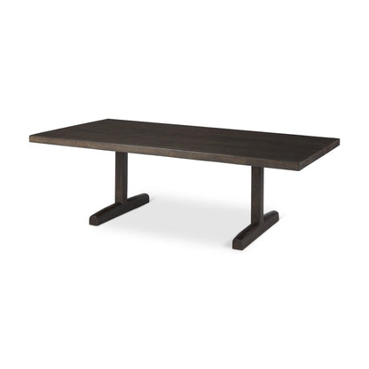 55" Dark Brown Solid Wood Double Pedestal Coffee Table HomeRoots
