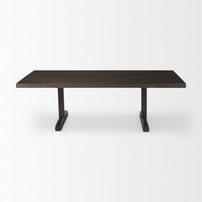 55" Dark Brown Solid Wood Double Pedestal Coffee Table HomeRoots
