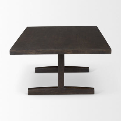 55" Dark Brown Solid Wood Double Pedestal Coffee Table HomeRoots