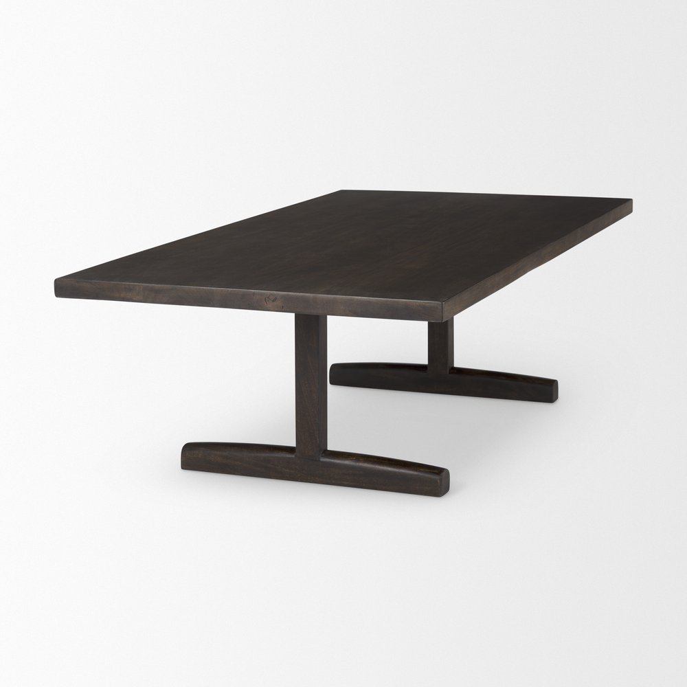 55" Dark Brown Solid Wood Double Pedestal Coffee Table HomeRoots