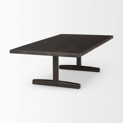 55" Dark Brown Solid Wood Double Pedestal Coffee Table HomeRoots