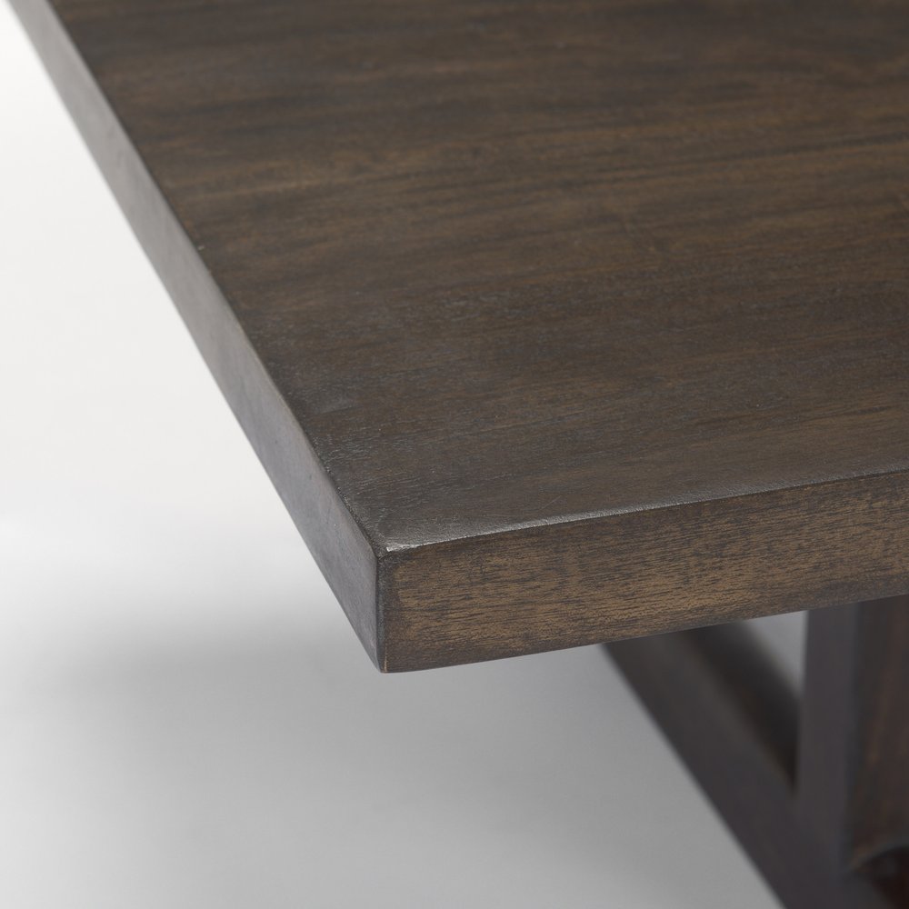 55" Dark Brown Solid Wood Double Pedestal Coffee Table HomeRoots