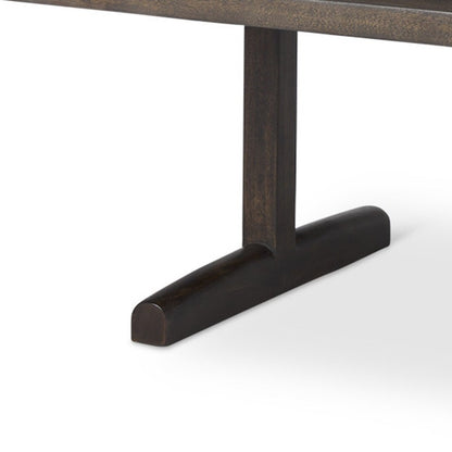 55" Dark Brown Solid Wood Double Pedestal Coffee Table