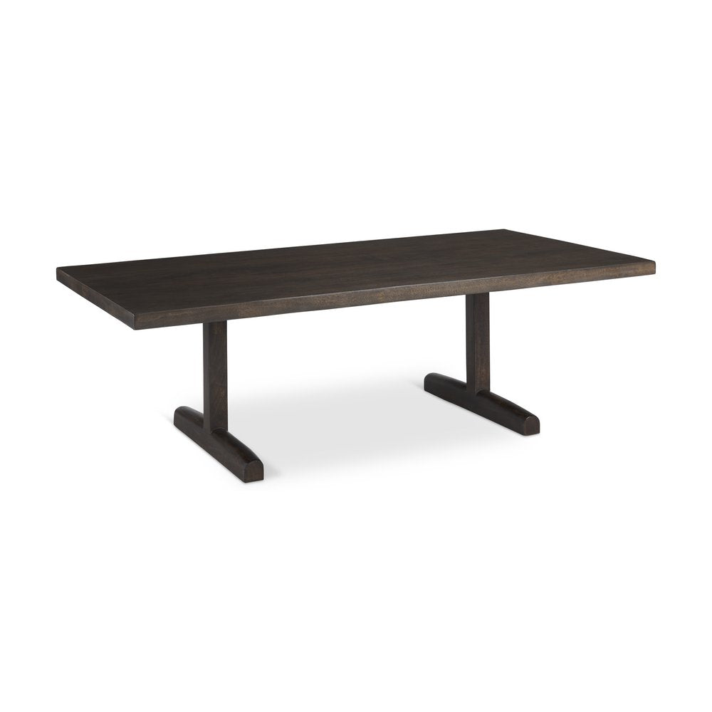 55" Dark Brown Solid Wood Double Pedestal Coffee Table HomeRoots