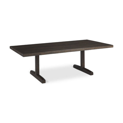 55" Dark Brown Solid Wood Double Pedestal Coffee Table HomeRoots