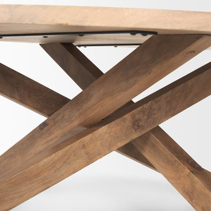 42" Natural Solid Wood Round Cross Legs Coffee Table HomeRoots
