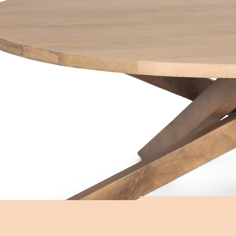 42" Natural Solid Wood Round Cross Legs Coffee Table HomeRoots