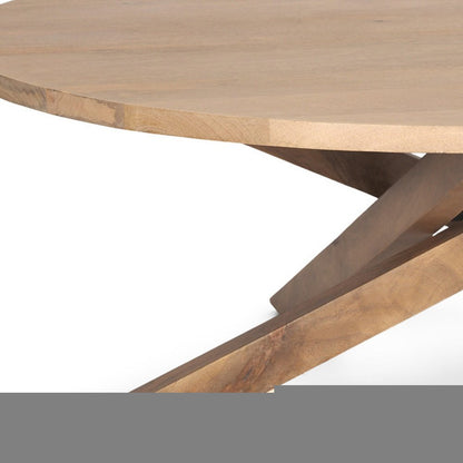 42" Natural Solid Wood Round Cross Legs Coffee Table HomeRoots
