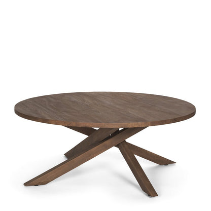 42" Brown Solid Wood Round Cross Legs Coffee Table HomeRoots