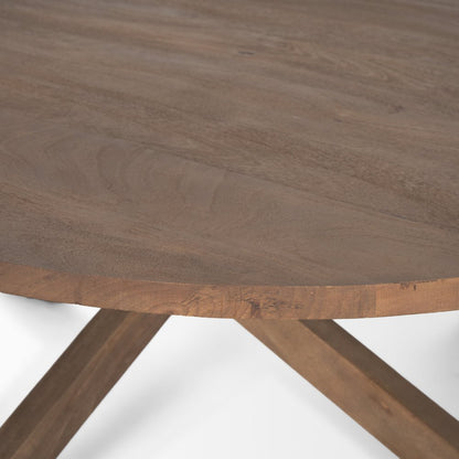 42" Brown Solid Wood Round Cross Legs Coffee Table HomeRoots