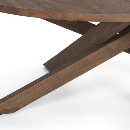 42" Brown Solid Wood Round Cross Legs Coffee Table HomeRoots