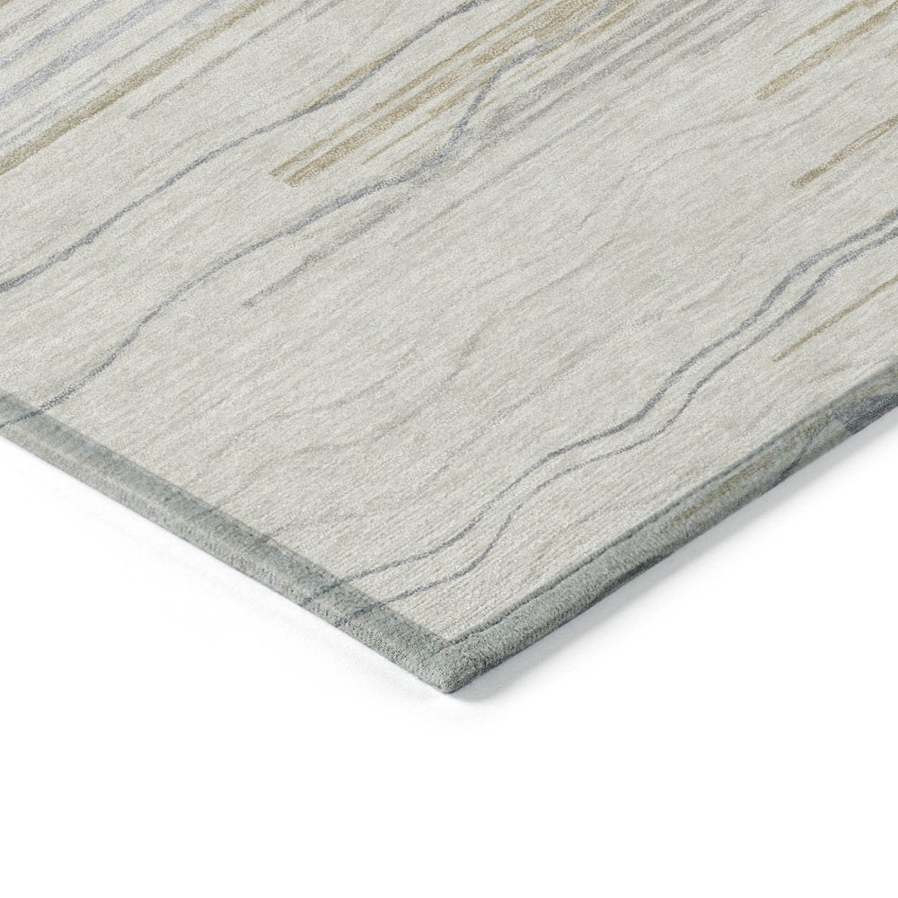 8' X 10' Linen Gray And Beige Striped Washable Indoor Outdoor Area Rug — view 14
