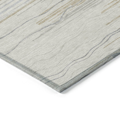 8' X 10' Linen Gray And Beige Striped Washable Indoor Outdoor Area Rug HomeRoots