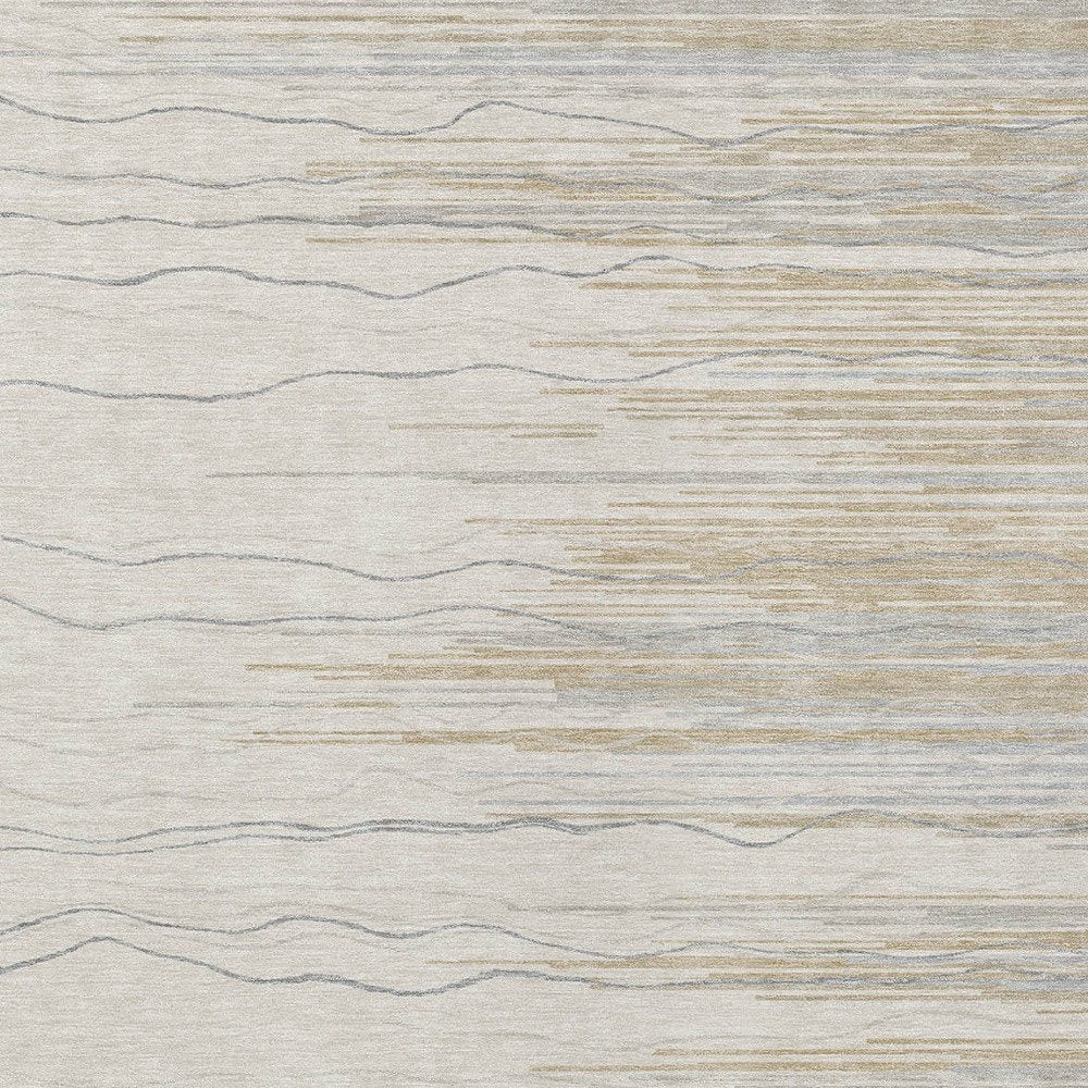 8' X 10' Linen Gray And Beige Striped Washable Indoor Outdoor Area Rug HomeRoots