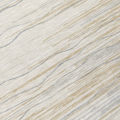 8' X 10' Linen Gray And Beige Striped Washable Indoor Outdoor Area Rug HomeRoots