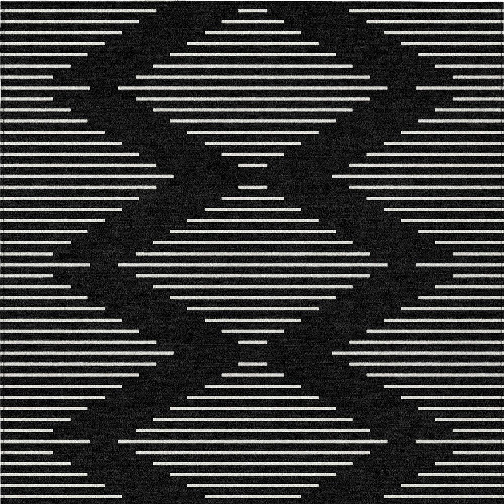 5' X 8' Black And Ivory Geometric Washable Indoor Outdoor Area Rug HomeRoots