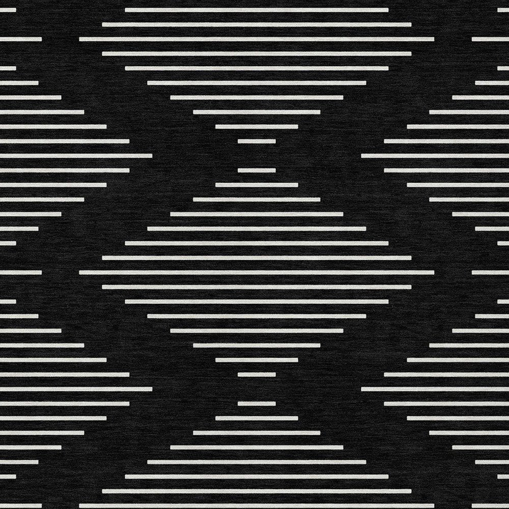 5' X 8' Black And Ivory Geometric Washable Indoor Outdoor Area Rug HomeRoots