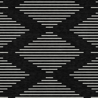 5' X 8' Black And Ivory Geometric Washable Indoor Outdoor Area Rug HomeRoots