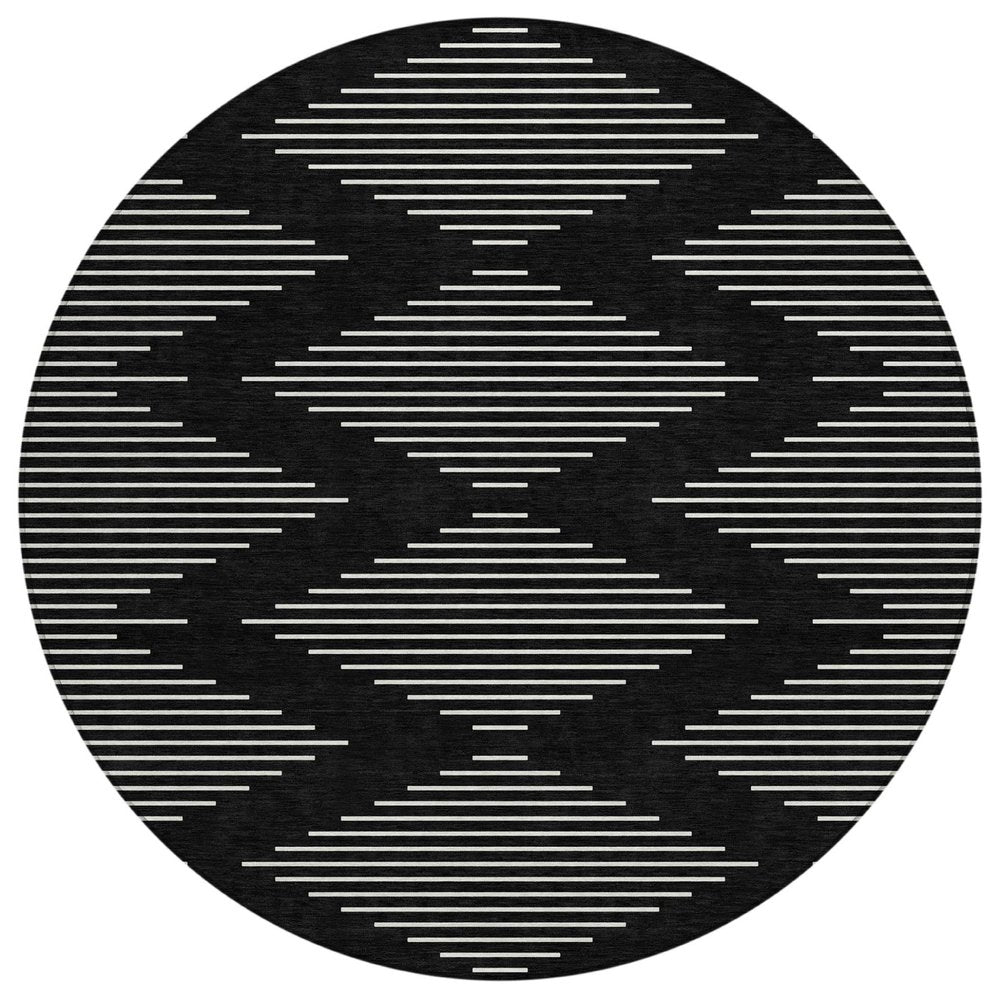 5' X 8' Black And Ivory Geometric Washable Indoor Outdoor Area Rug — view 20