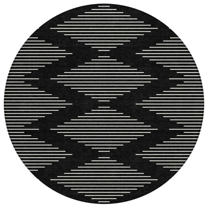 5' X 8' Black And Ivory Geometric Washable Indoor Outdoor Area Rug HomeRoots