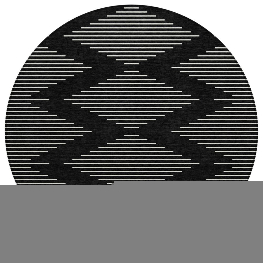 5' X 8' Black And Ivory Geometric Washable Indoor Outdoor Area Rug HomeRoots