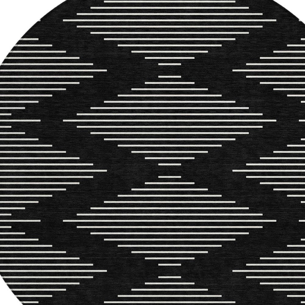 5' X 8' Black And Ivory Geometric Washable Indoor Outdoor Area Rug — view 15