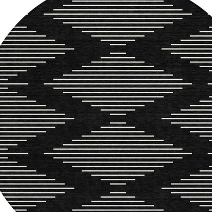 5' X 8' Black And Ivory Geometric Washable Indoor Outdoor Area Rug HomeRoots