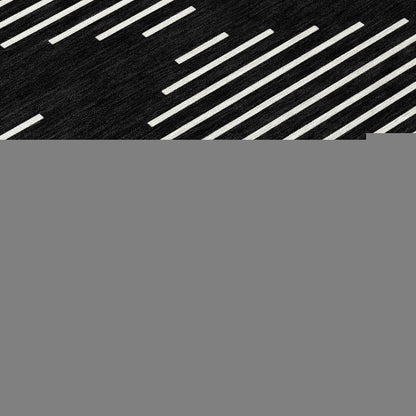 5' X 8' Black And Ivory Geometric Washable Indoor Outdoor Area Rug HomeRoots