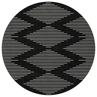 5' X 8' Black And Ivory Geometric Washable Indoor Outdoor Area Rug HomeRoots