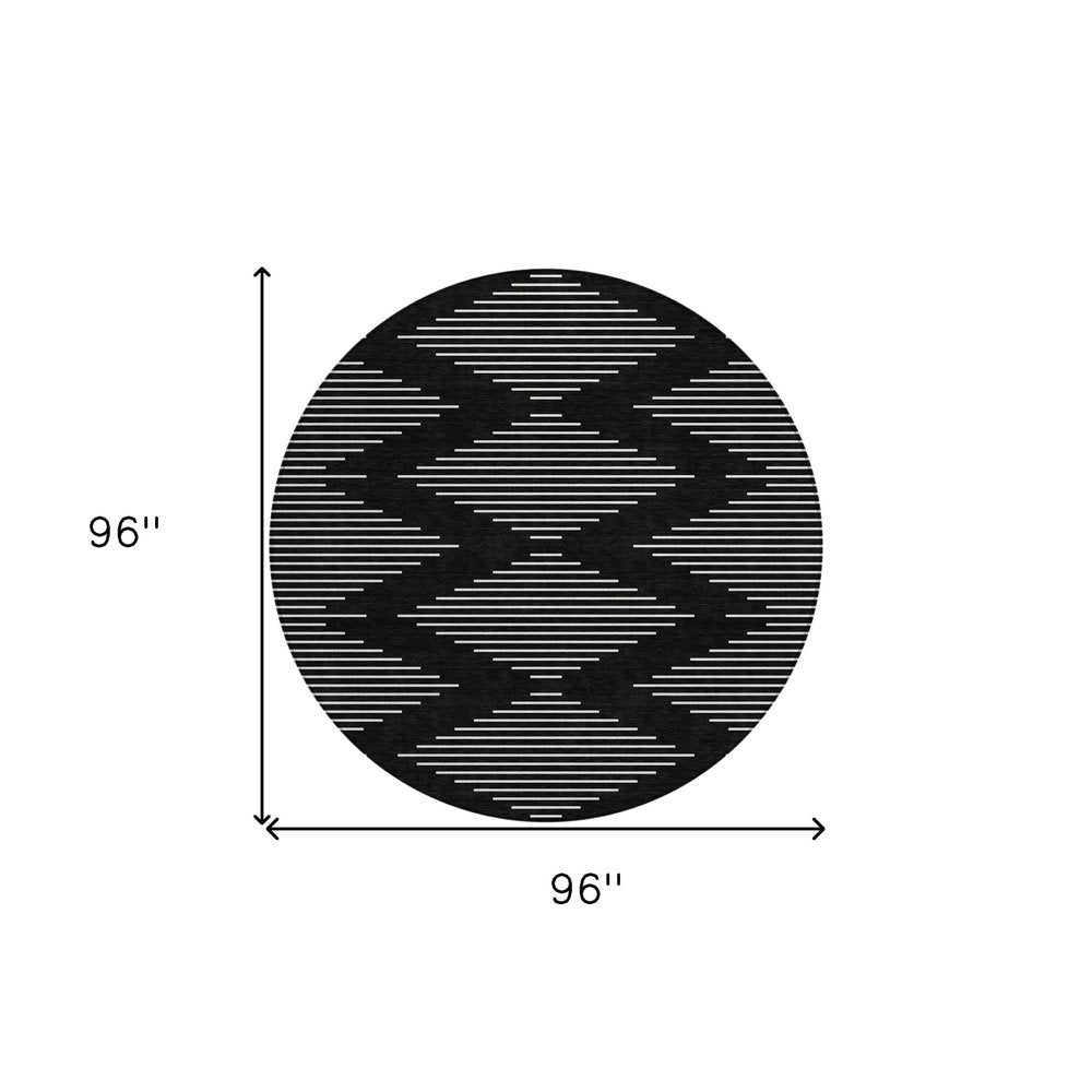 5' X 8' Black And Ivory Geometric Washable Indoor Outdoor Area Rug — view 19