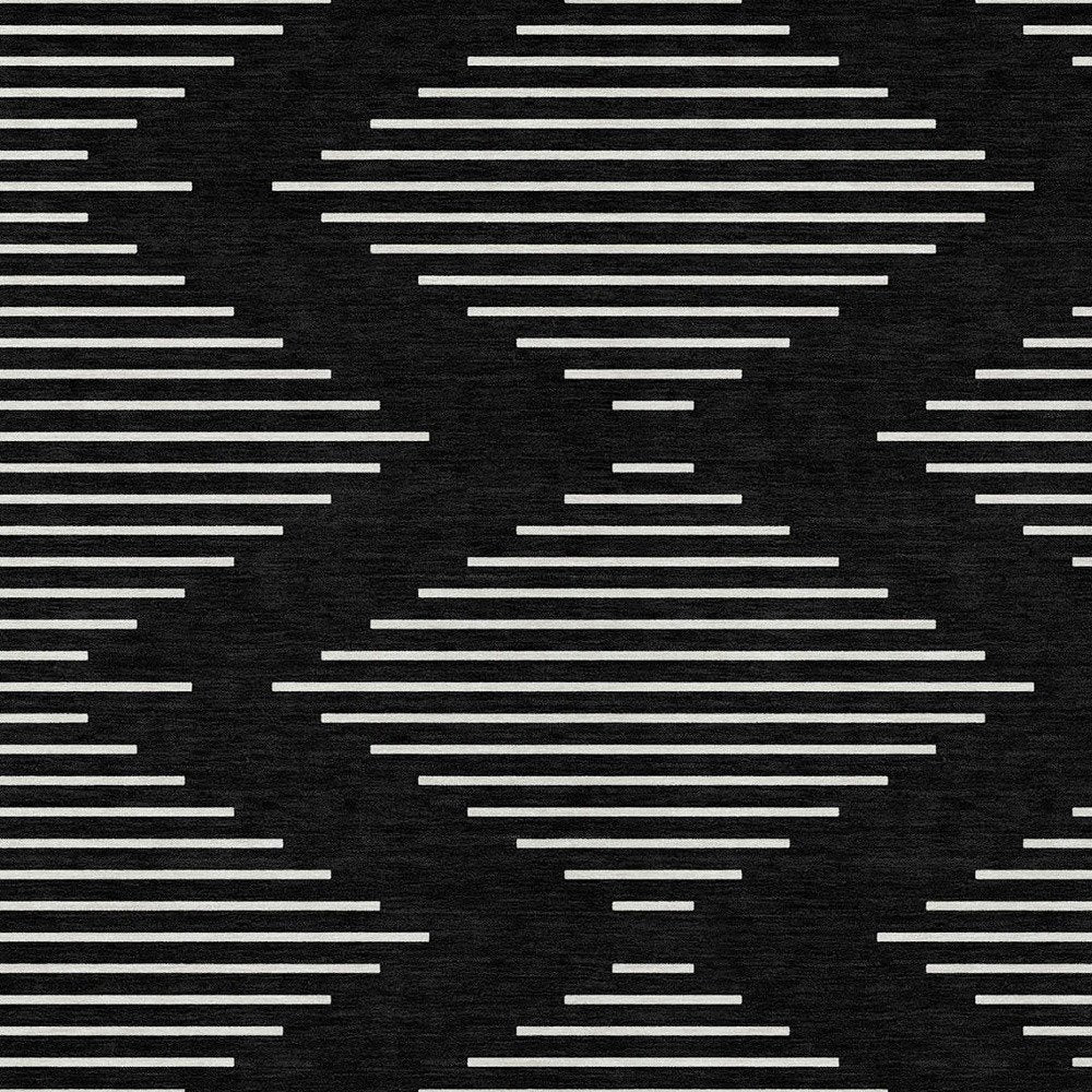 5' X 8' Black And Ivory Geometric Washable Indoor Outdoor Area Rug — view 31