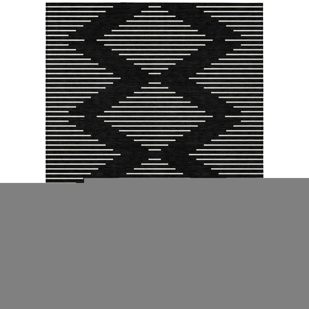 5' X 8' Black And Ivory Geometric Washable Indoor Outdoor Area Rug HomeRoots