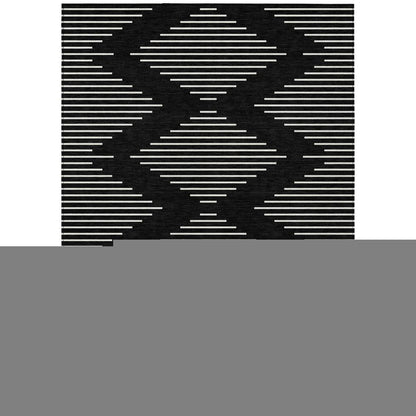 5' X 8' Black And Ivory Geometric Washable Indoor Outdoor Area Rug HomeRoots