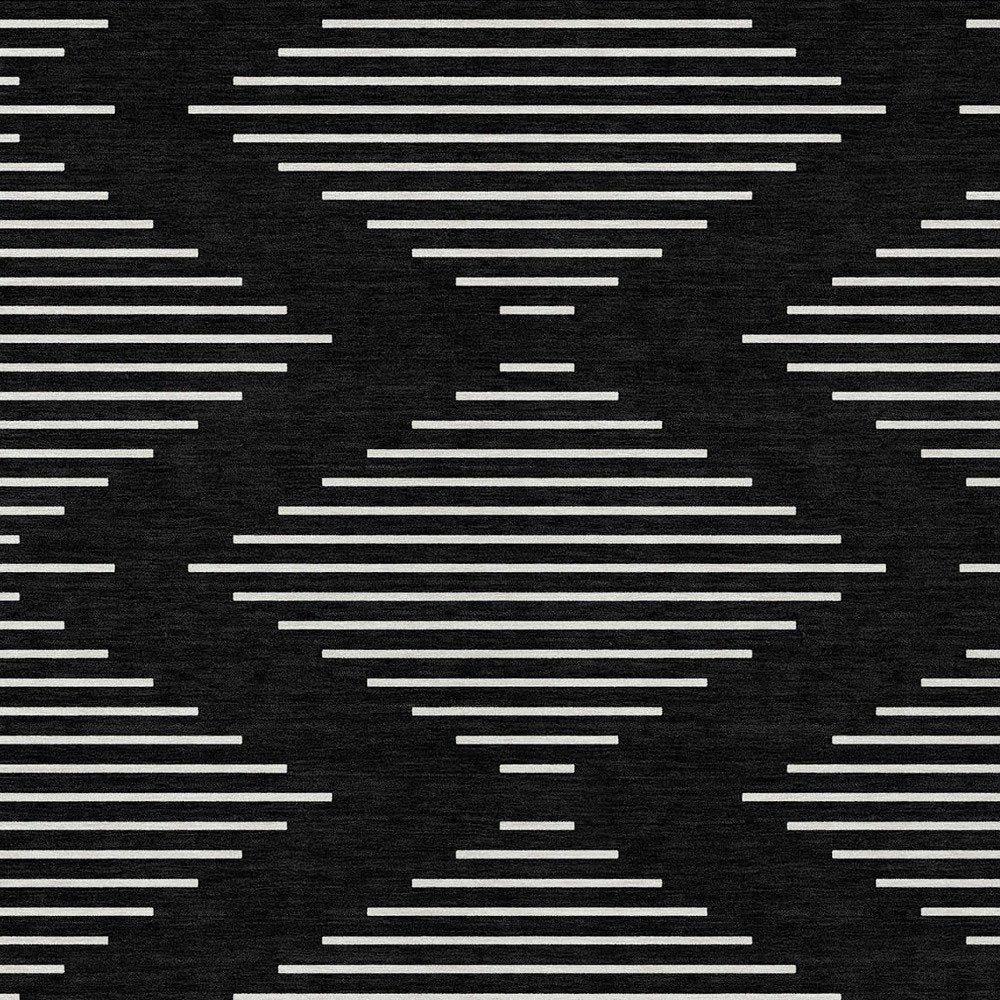 5' X 8' Black And Ivory Geometric Washable Indoor Outdoor Area Rug — view 62