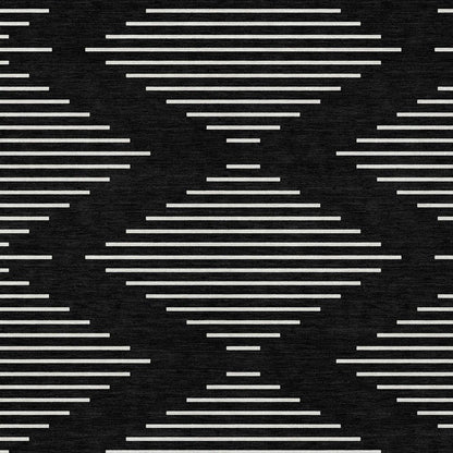 5' X 8' Black And Ivory Geometric Washable Indoor Outdoor Area Rug HomeRoots