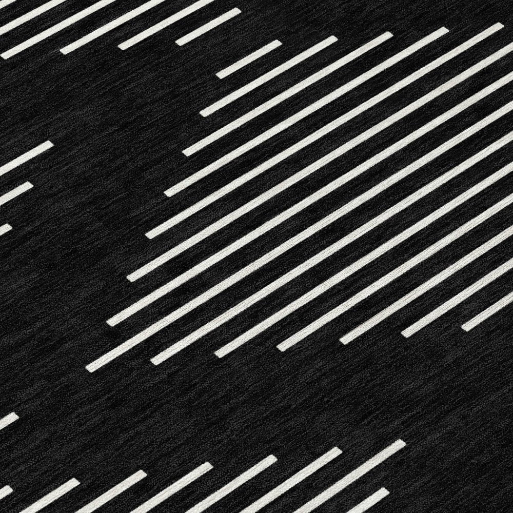 5' X 8' Black And Ivory Geometric Washable Indoor Outdoor Area Rug HomeRoots