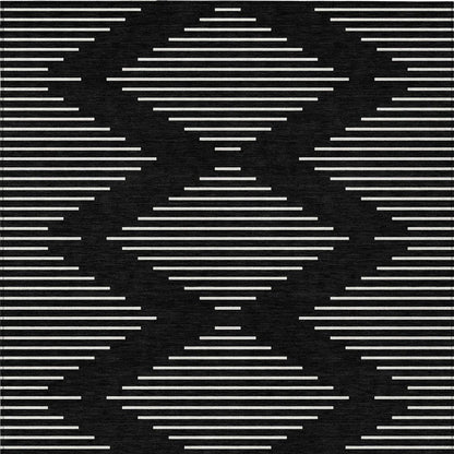 5' X 8' Black And Ivory Geometric Washable Indoor Outdoor Area Rug HomeRoots