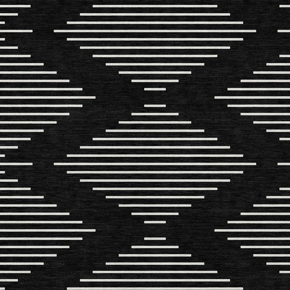 5' X 8' Black And Ivory Geometric Washable Indoor Outdoor Area Rug HomeRoots