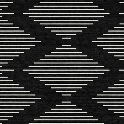 5' X 8' Black And Ivory Geometric Washable Indoor Outdoor Area Rug HomeRoots