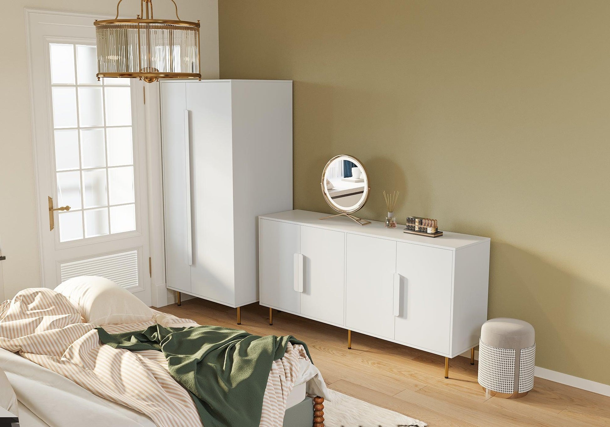 Sideboard Buffet Cabinet with Storage Modern Storage Cabinets White - FurniFindUSA