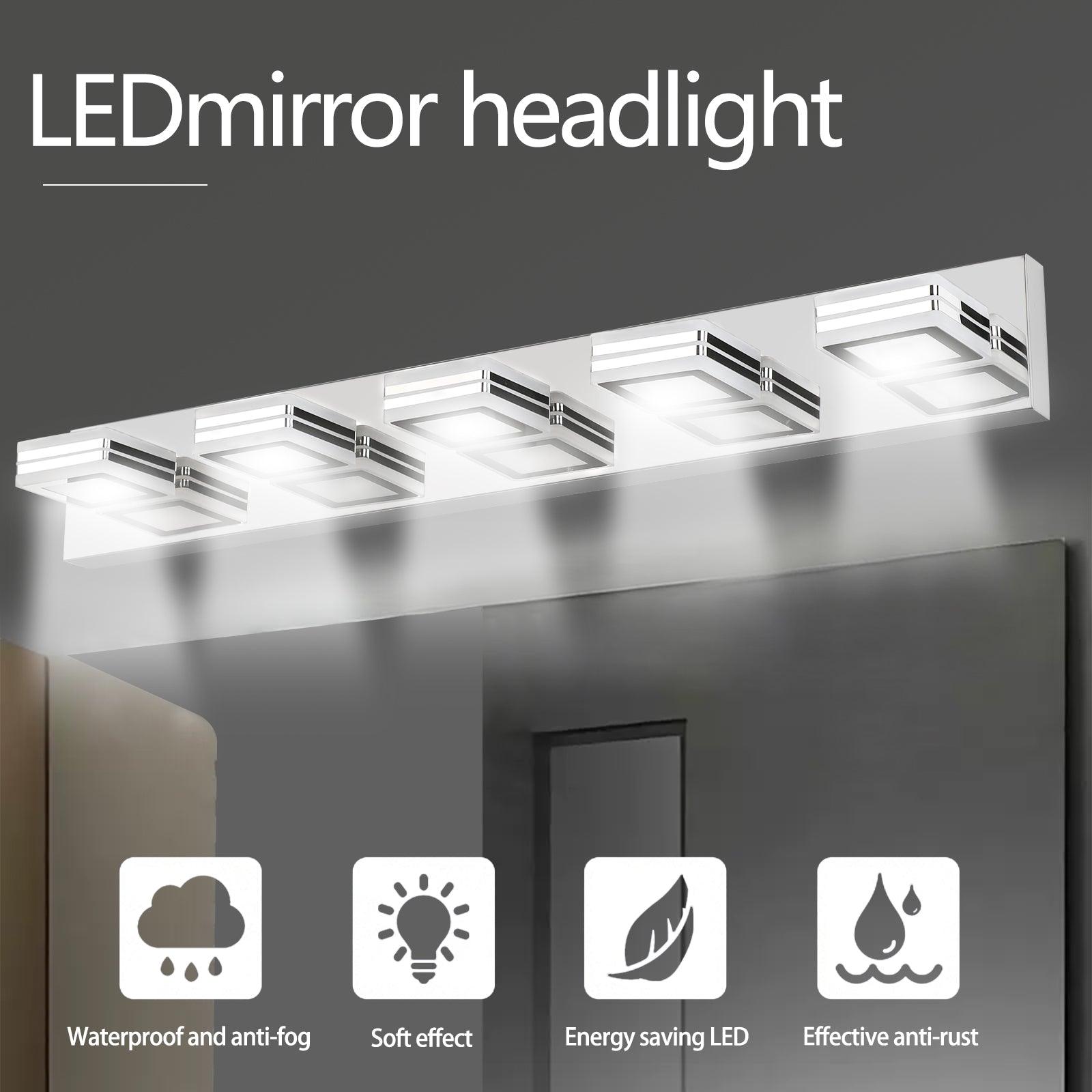 LED Modern Chrome Makeup Light, 5-Lights Acrylic Chrome Makeup Mirror Light - FurniFindUSA