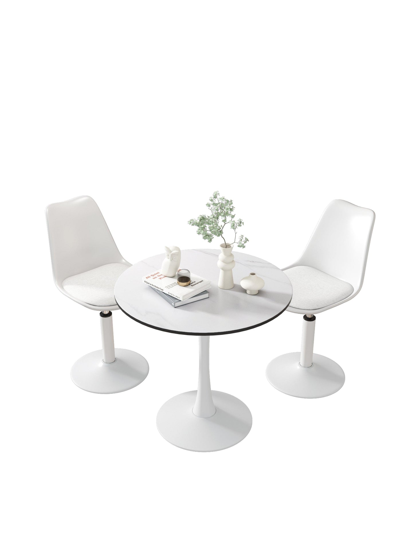 TULIP DINING TABLE 32IN ROUND WHITE Mable black 1pc per ctn - FurniFindUSA