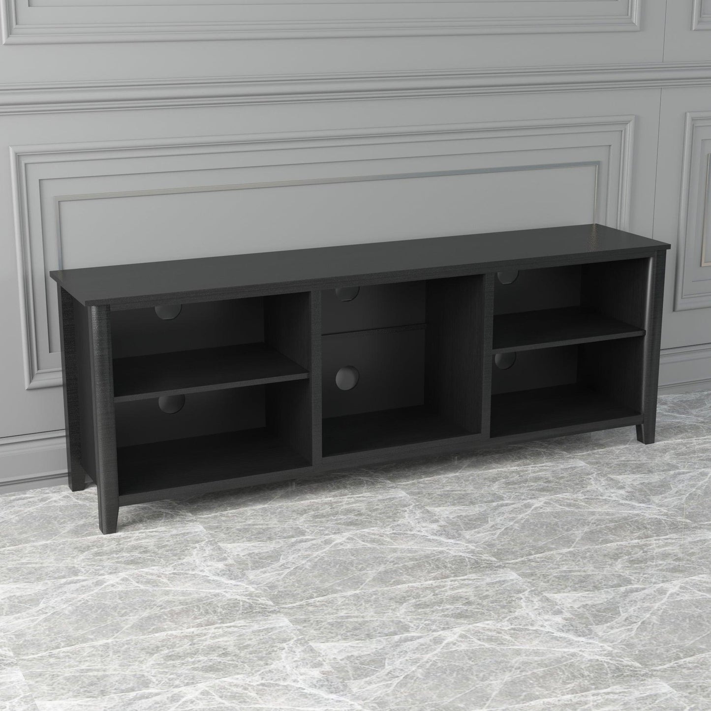 TV Stand Storage Media Console Entertainment Center Tradition Black - FurniFindUSA