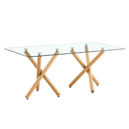 Large Modern Minimalist Rectangular Glass Dining Table for 6-8 - FurniFindUSA