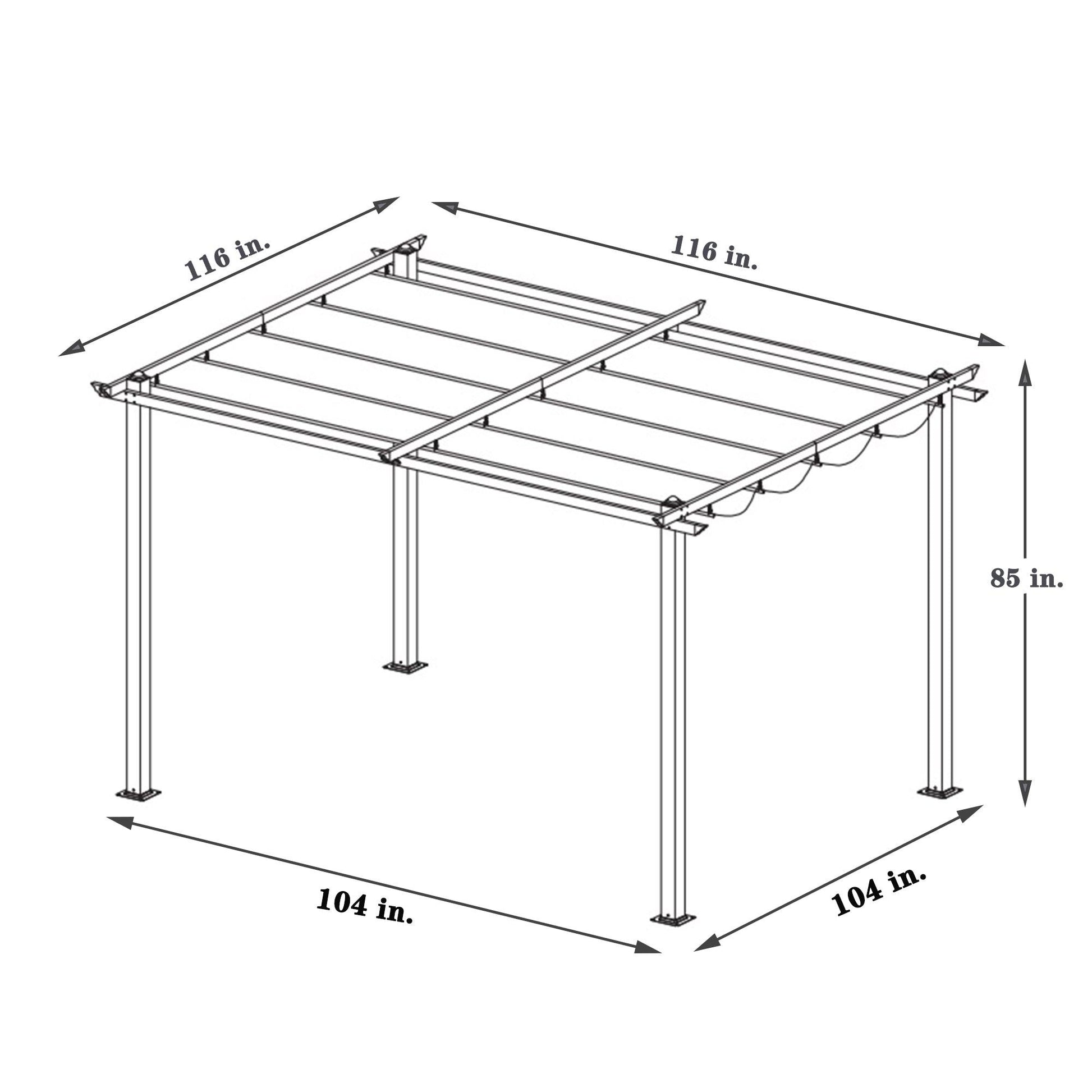 10x10 Ft Outdoor Patio Retractable Pergola With Canopy Sunshelter Pergola for Gardens,Terraces,Backyard,Gray - FurniFindUSA