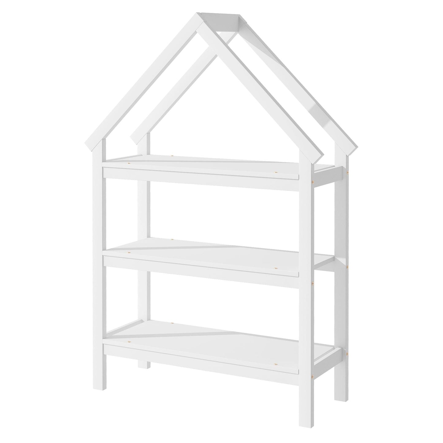 Twin House-Shaped Floor Bed with 2 Detachable Stands White - FurniFindUSA