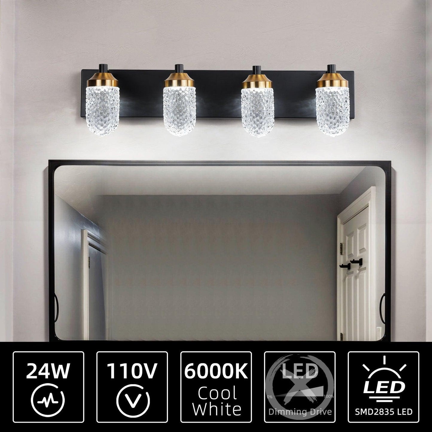 Vanity Lights With 4 LED Bulbs For Bathroom Lighting - FurniFindUSA