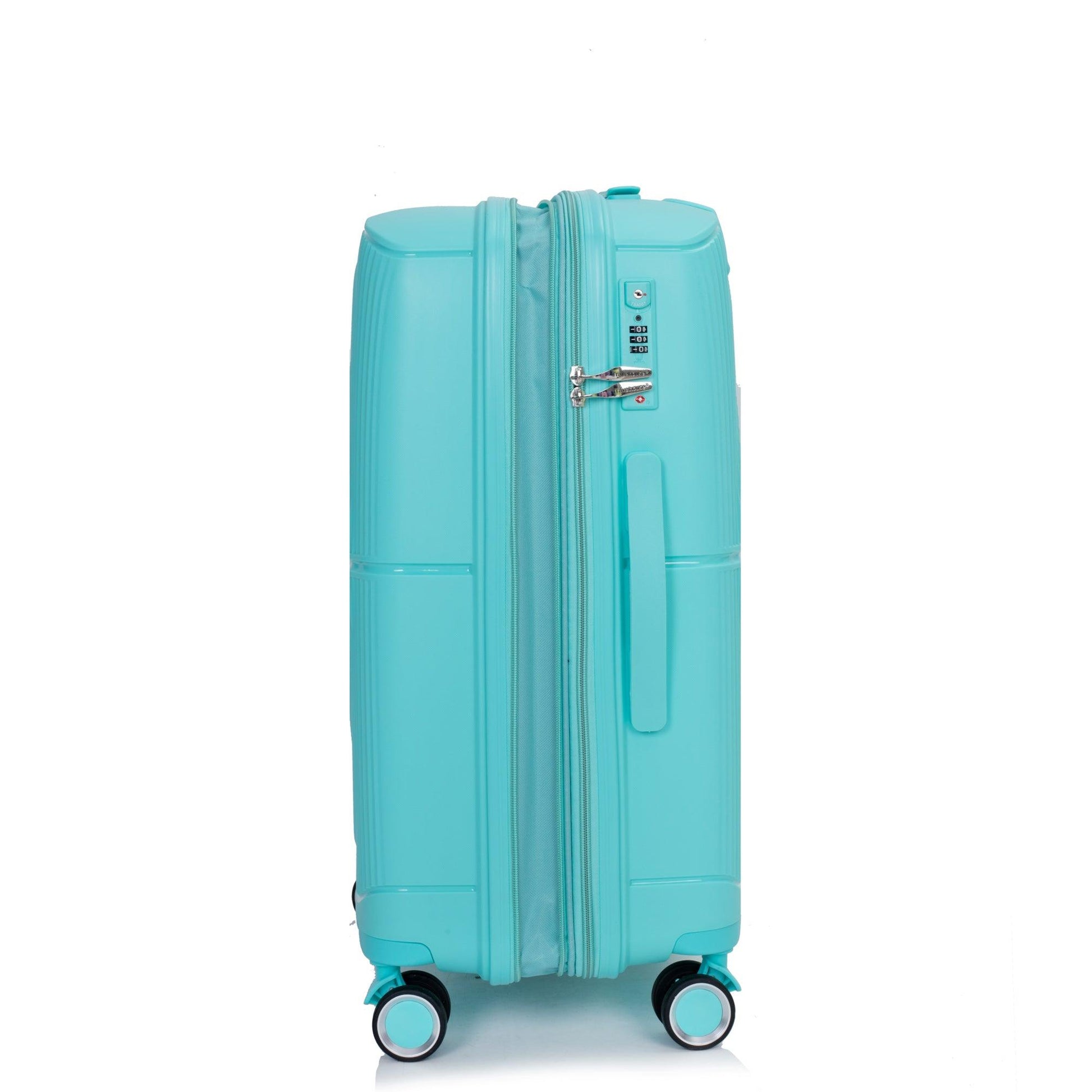 Expandable Hardshell Suitcase Double Spinner Wheels PP Luggage Sets Lightweight Durable 3-Piece Set (20/24/28) , Lake Blue - FurniFindUSA