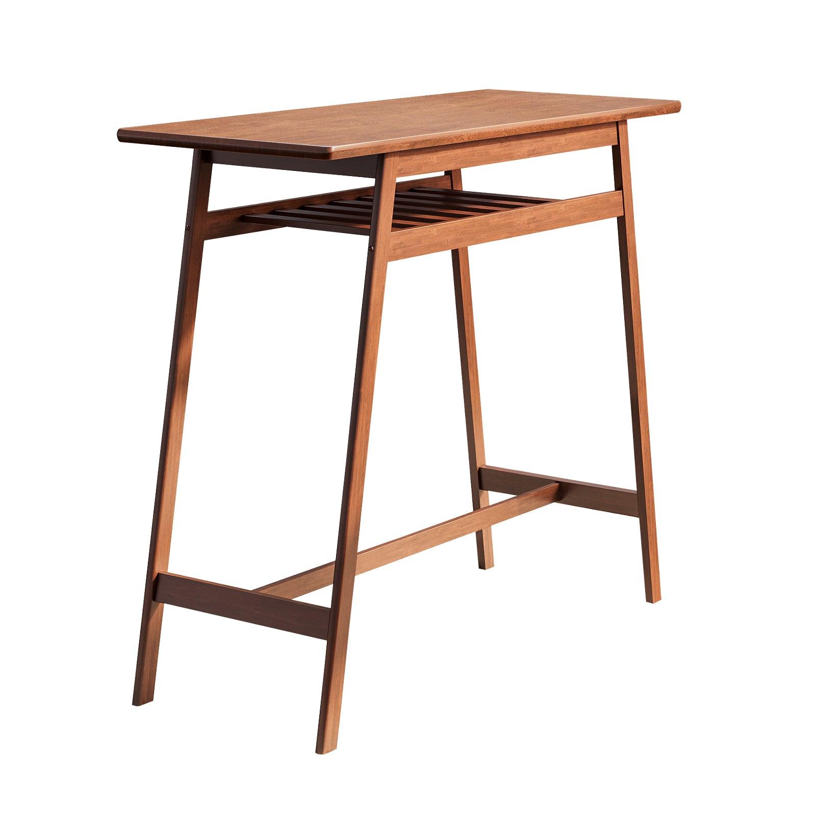 3 PCS Pub Dining Set Retro Bar Table Rubber Wood Stackable Backless High Stool for 2 - FurniFindUSA